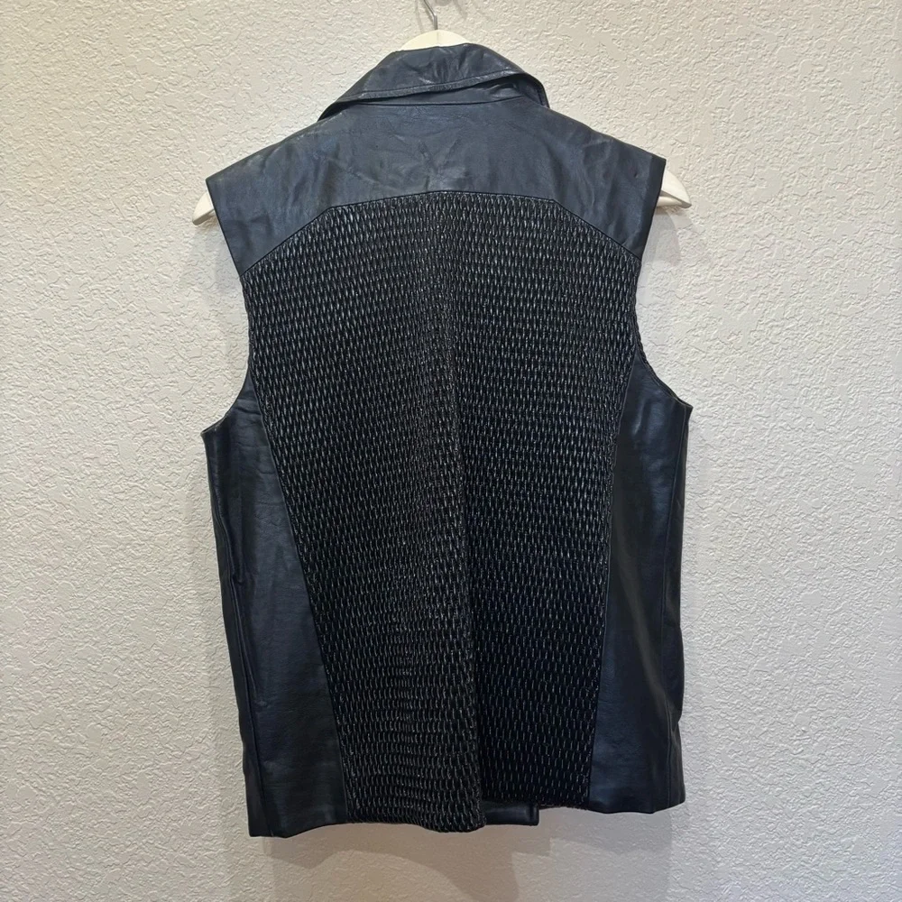 Bar III Womens Vest Black Front Row Faux Leather Moto Jacket  Size Small Baddie - Picture 6 of 6